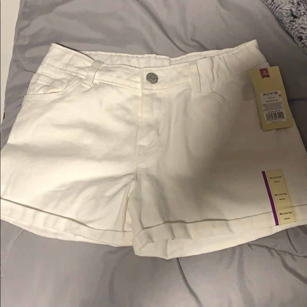 Girls White Adjustable Cherokee Shorts